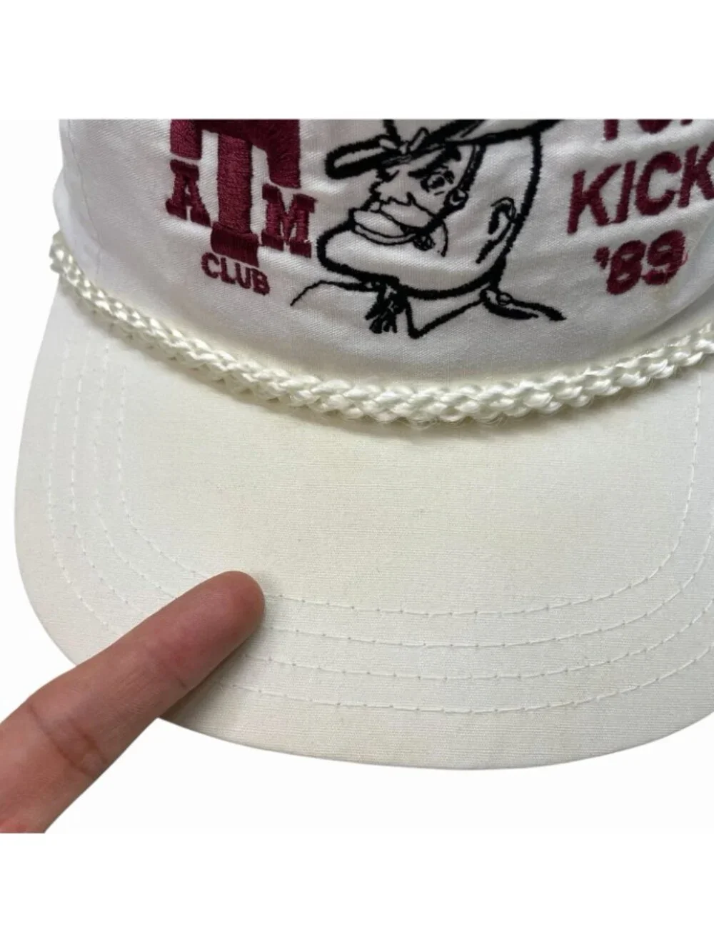 Vintage Texas A&M Aggies 'Ol Sarge Rope Hat Houston Club Top Kick '90 White 90s